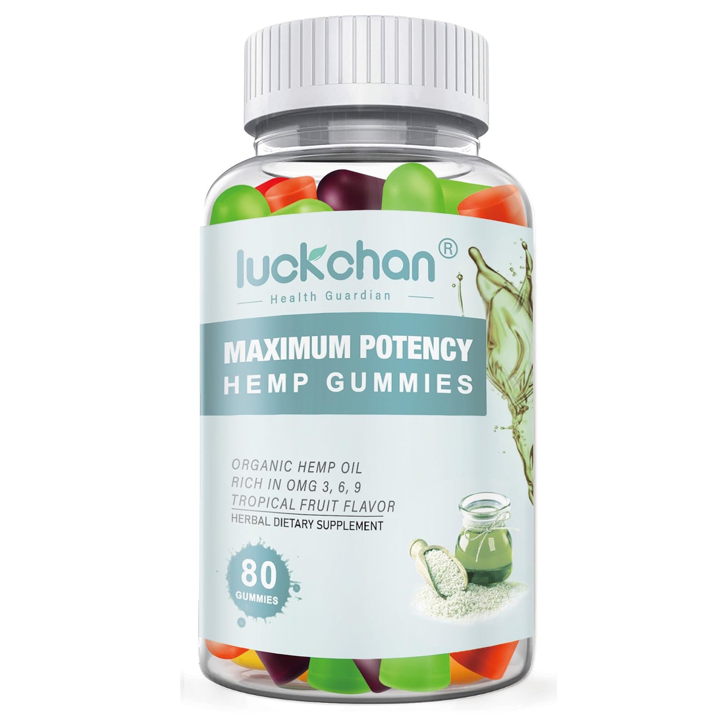 LUCKCHAN Hemp Gummies High Potency Natural for Adults (Persimmon) Gummy 80 Count