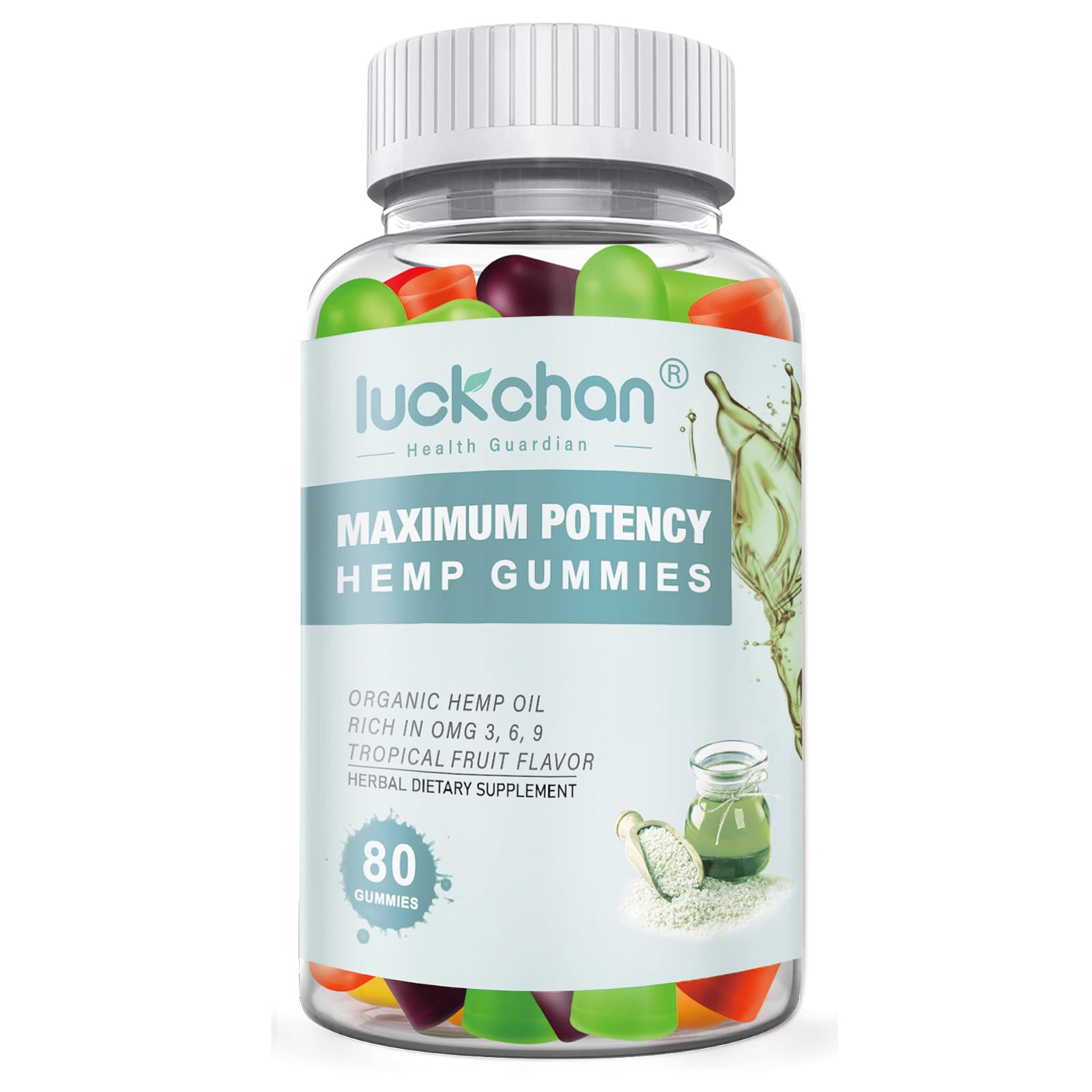 LUCKCHAN Hemp Gummies High Potency Natural for Adults (Persimmon) Gummy 80 Count
