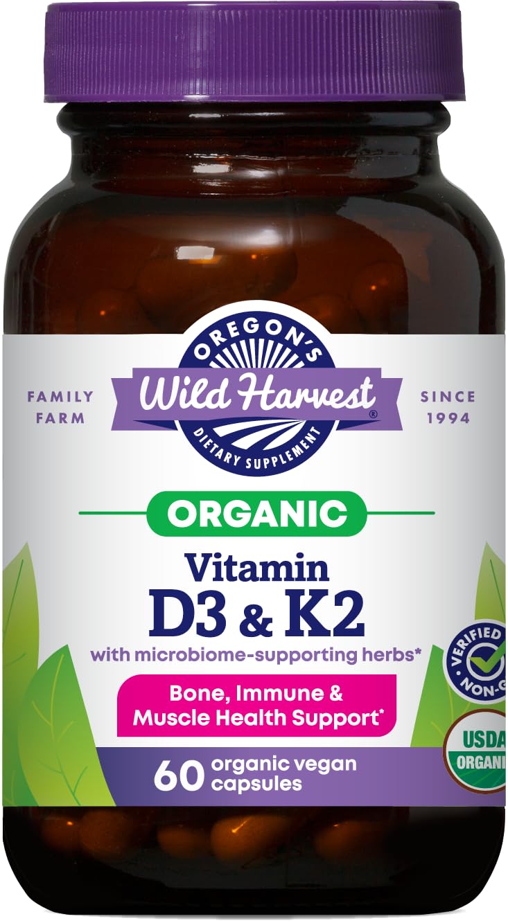 Oregon’s Wild Harvest Vitamin D3 & K2 Capsules, 60 Count