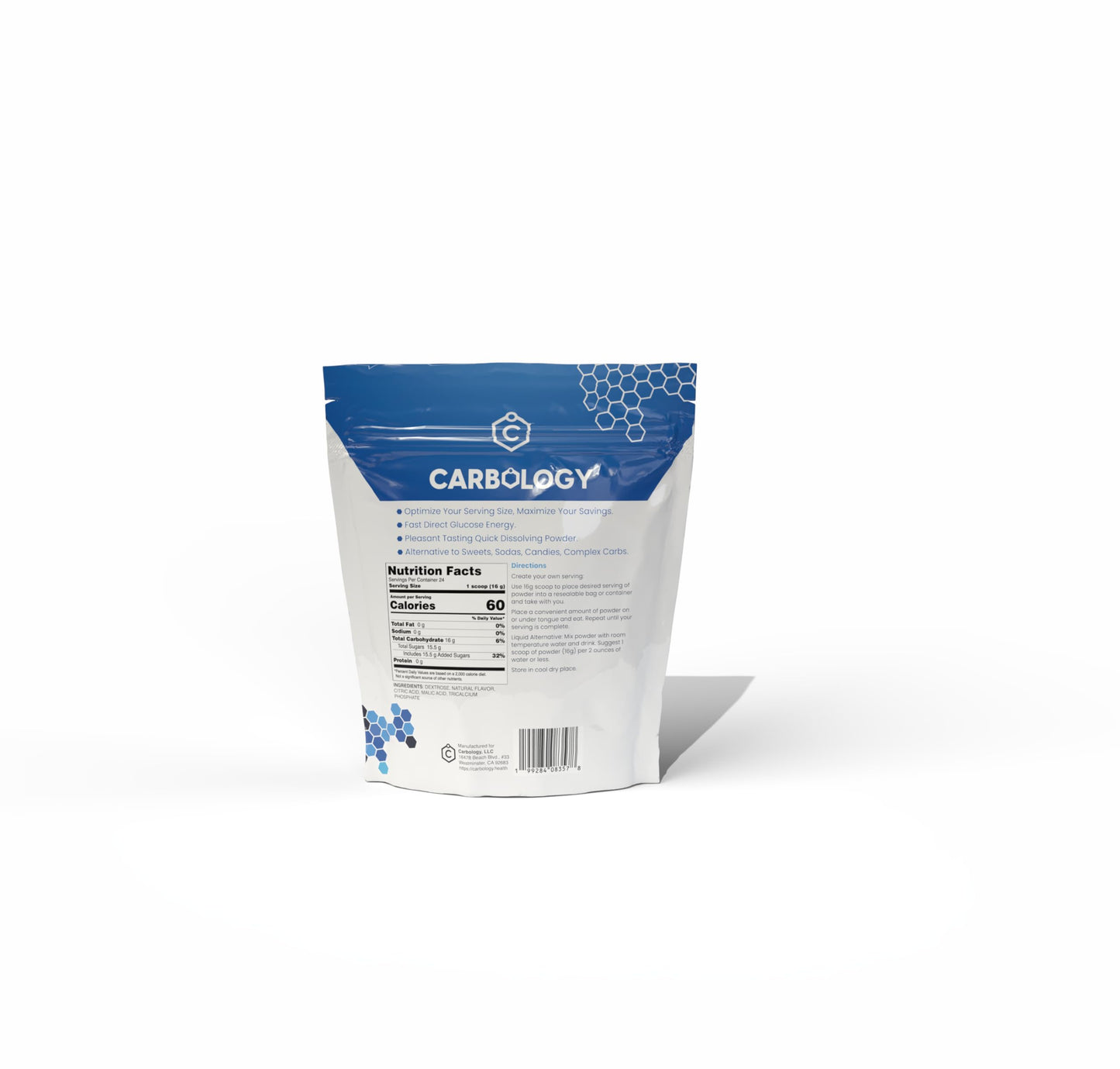 Carbology QuickCarbs Fast-Dissolving Glucose Powder Energy Blend 13.5 g per serving