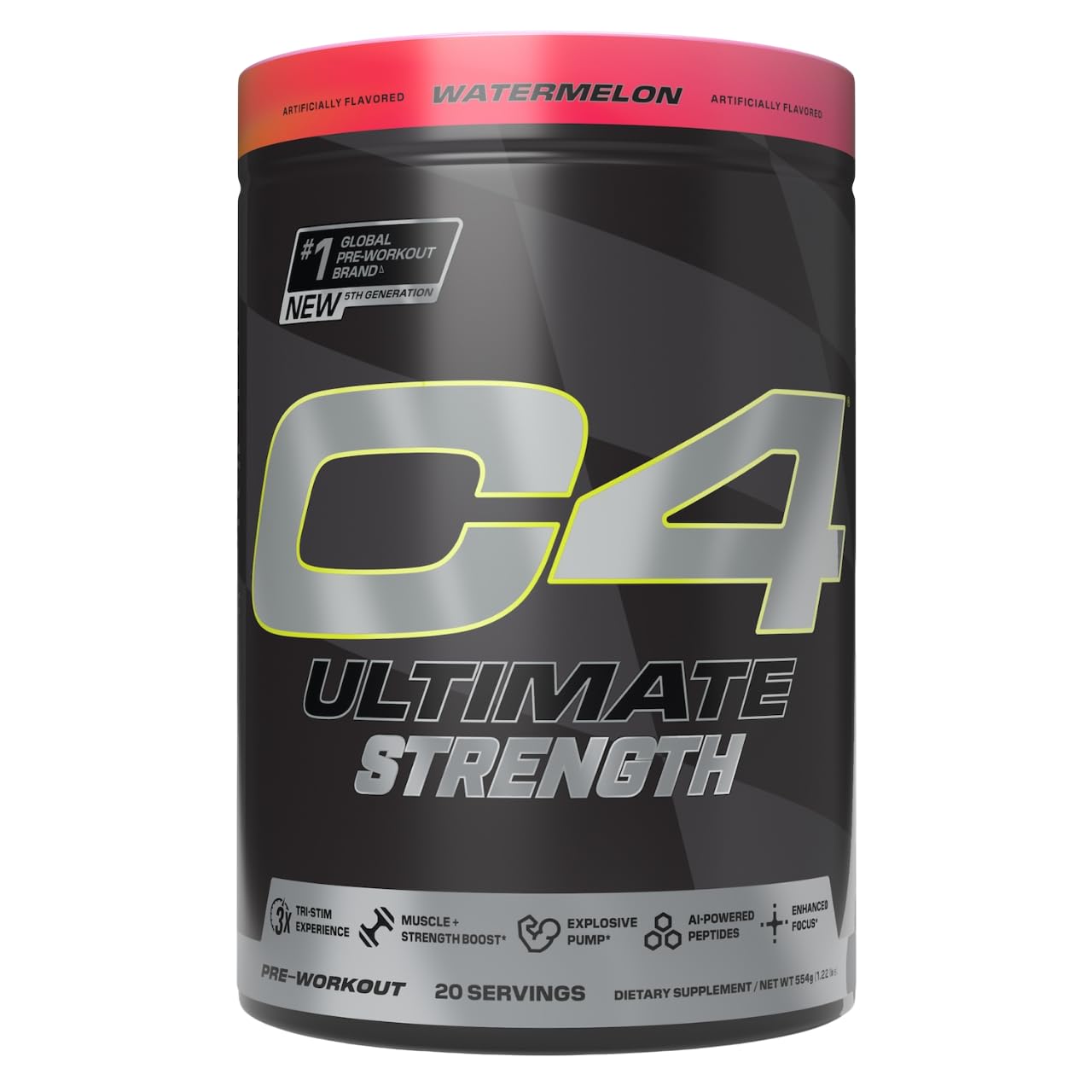 C4 Ultimate Strength Pre Workout Powder Watermelon, 1.22 lb