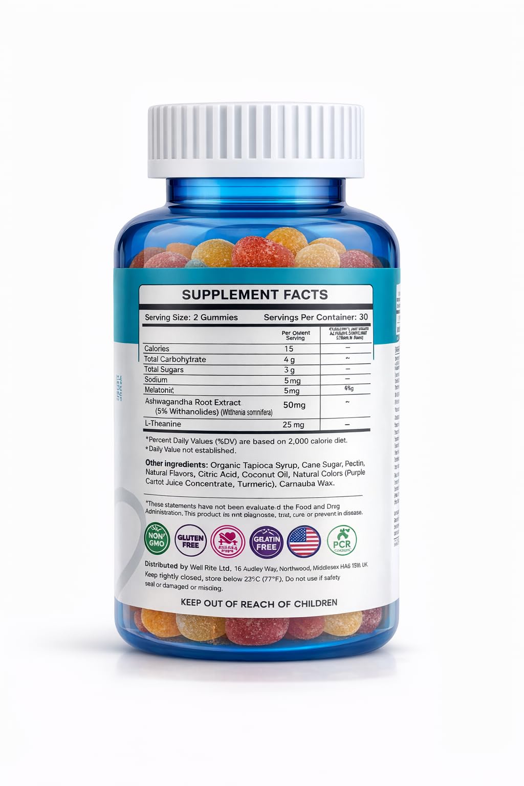 Wellrite Relax Gummy Vitamins with Ashwagandha & Melatonin, 60 Count