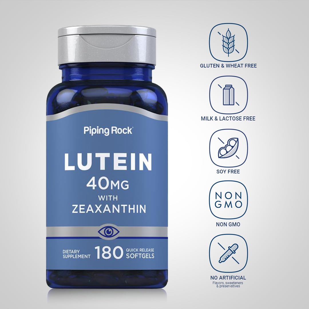 Piping Rock Lutein and Zeaxanthin Supplement 40 mg Softgels, 180 Count