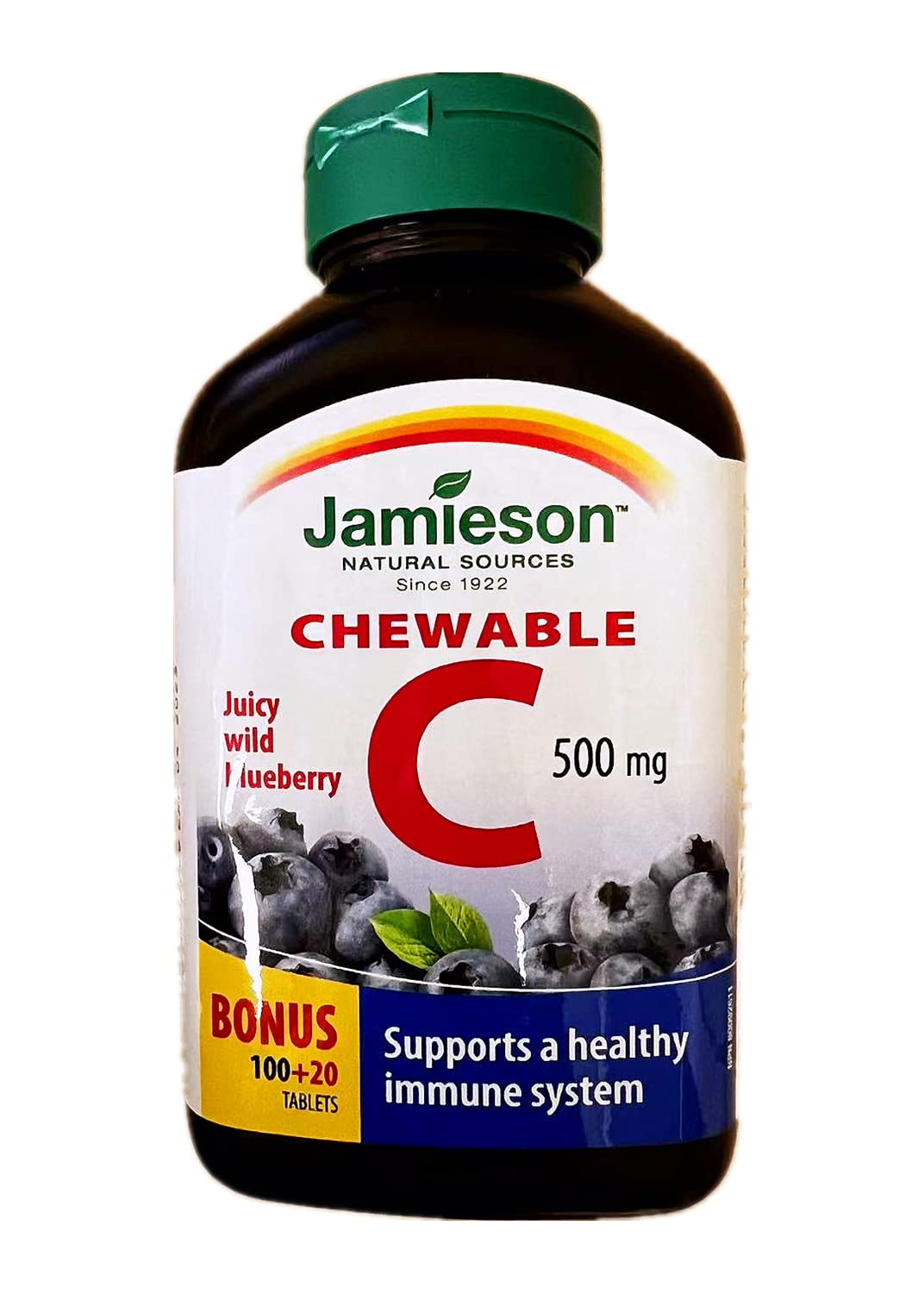 Jamieson Vitamin C Wild Blueberry 500 mg Tablets, 120-count