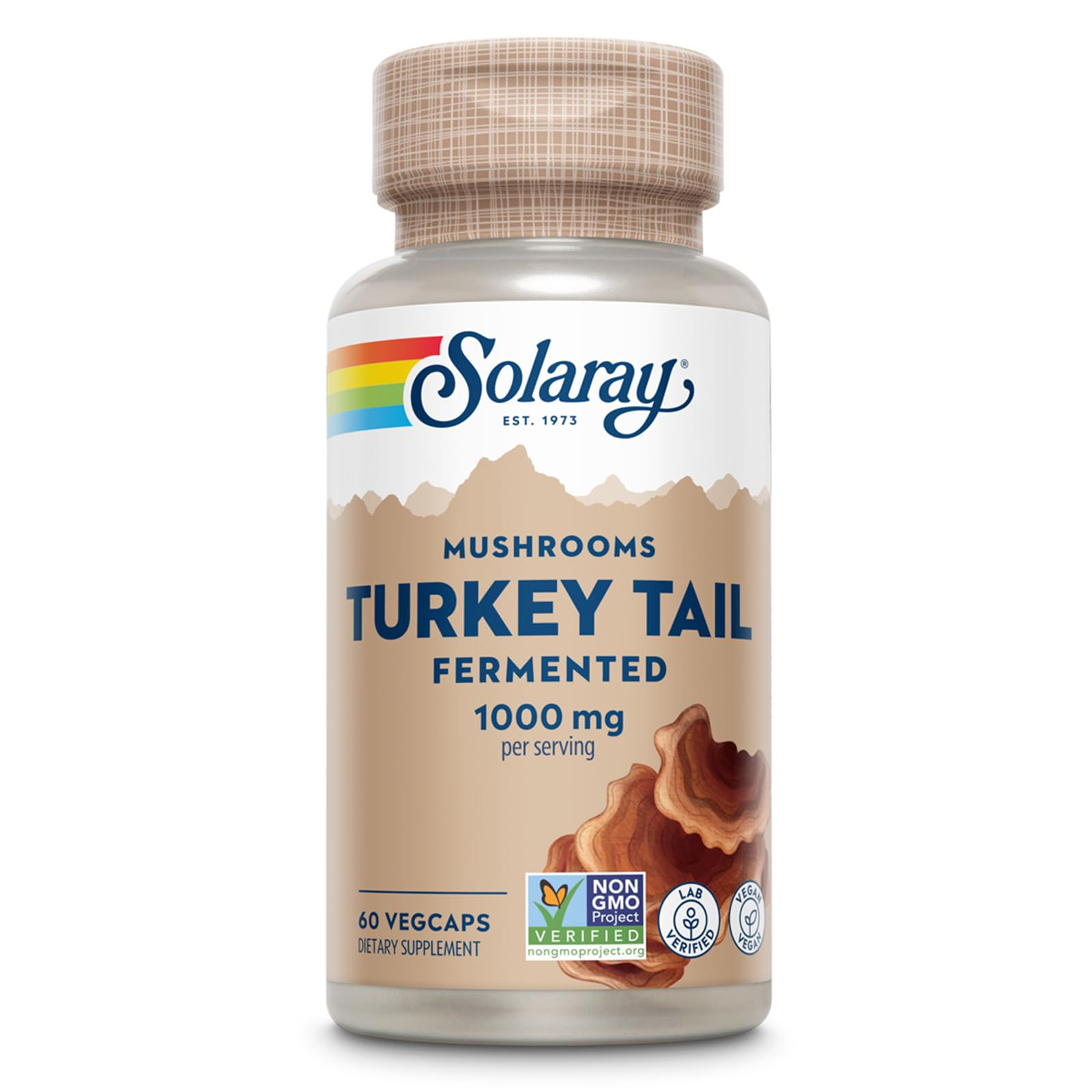 Solaray Fermented Turkey Tail Mushroom Supplement 1000mg Capsules, 60 Count