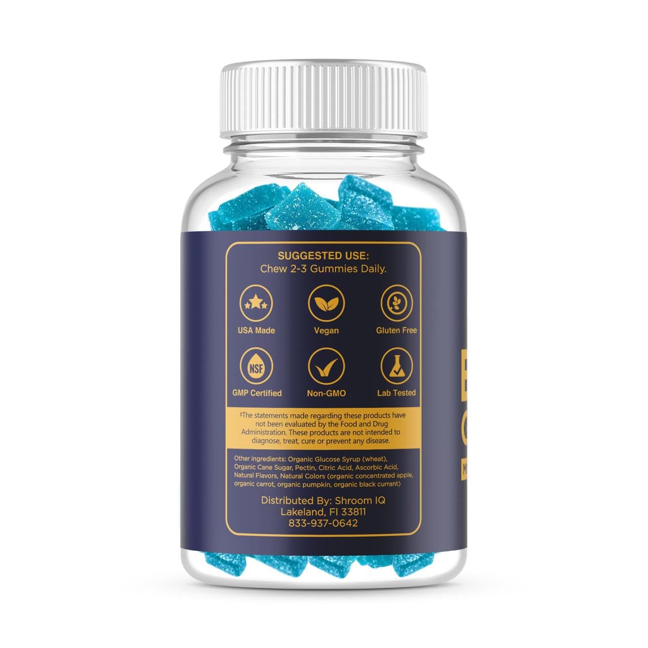 Shroom IQ Brain Supplements for Memory and Focus Nootropic Gummies, 60 Count