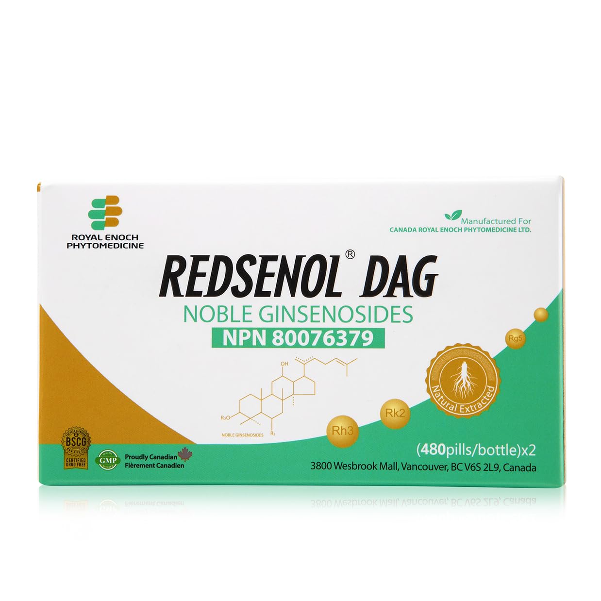 REDSENOL DAG Sublingual Ginseng Capsule, High-Potency Extract, 960 Count
