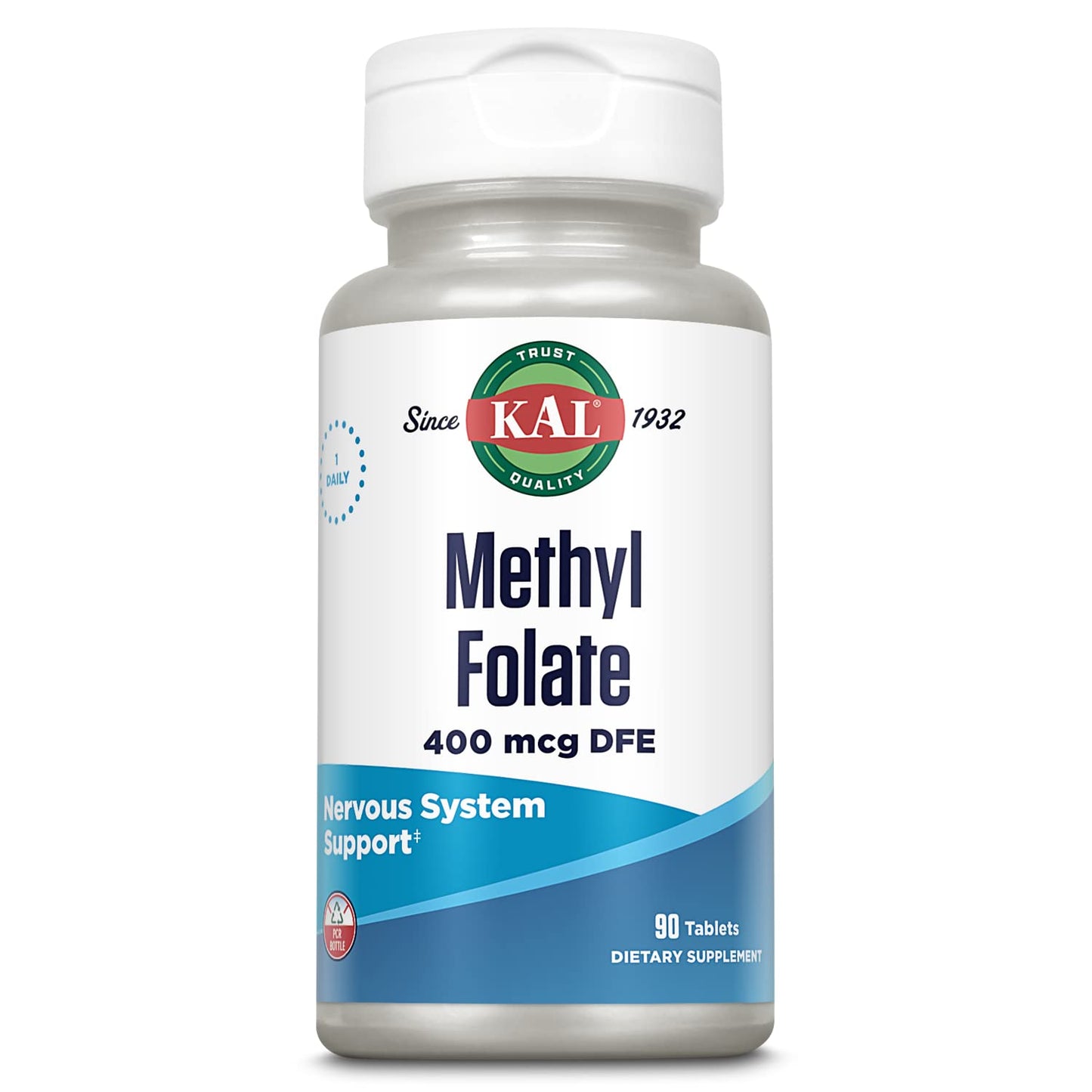 KAL Methyl Folate 400 mcg 5-MTHF Active Form Tablet, 90 Tablets