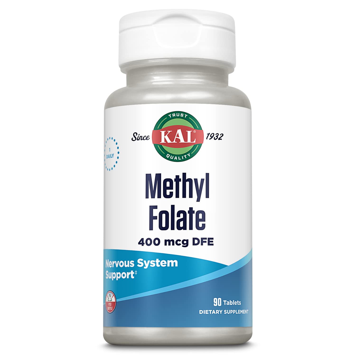 KAL Methyl Folate 400 mcg 5-MTHF Active Form Tablet, 90 Tablets