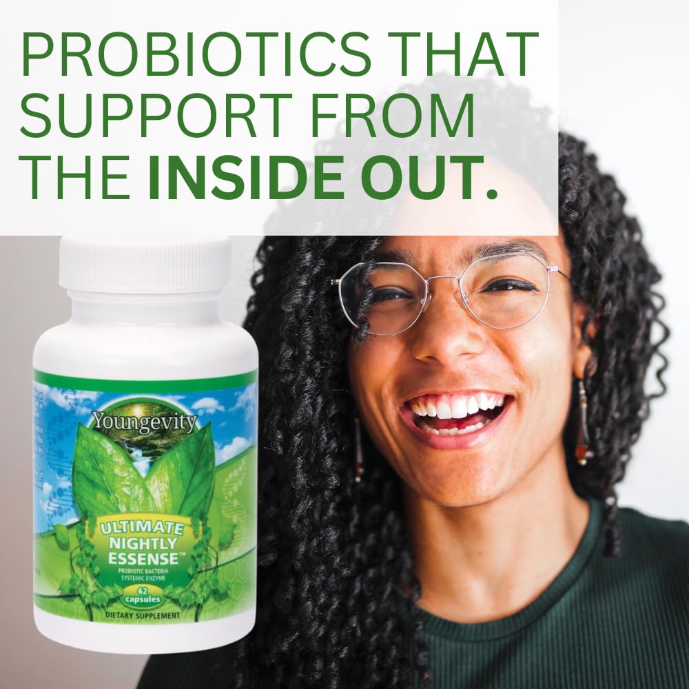 Youngevity Ultimate Nightly Essense Probiotics with Enzymes 14+ Strains Systemic Enzymes Cutting Edge Capsules 62 Count
