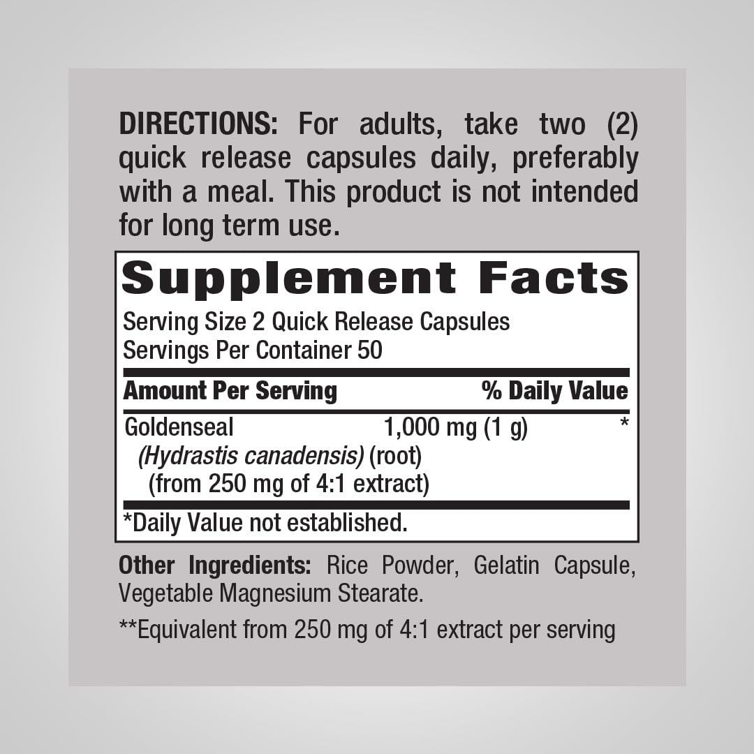 Piping Rock Goldenseal Root 100 Capsules