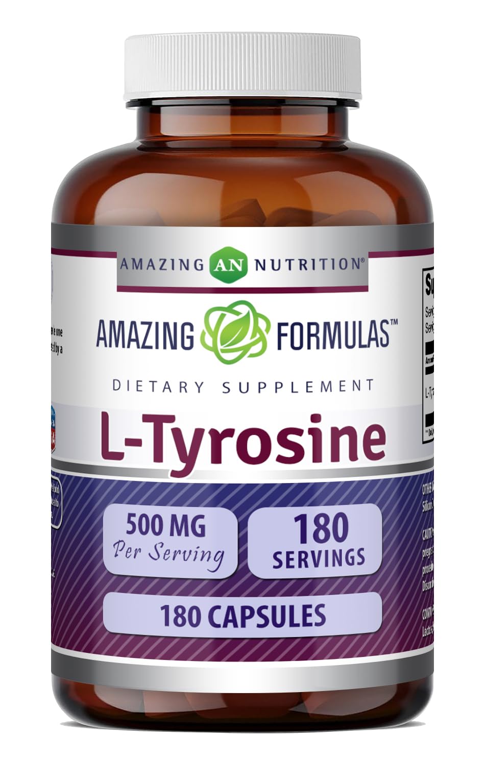 Amazing Nutrition L-Tyrosine Amino Acid Supplement 180 Capsules