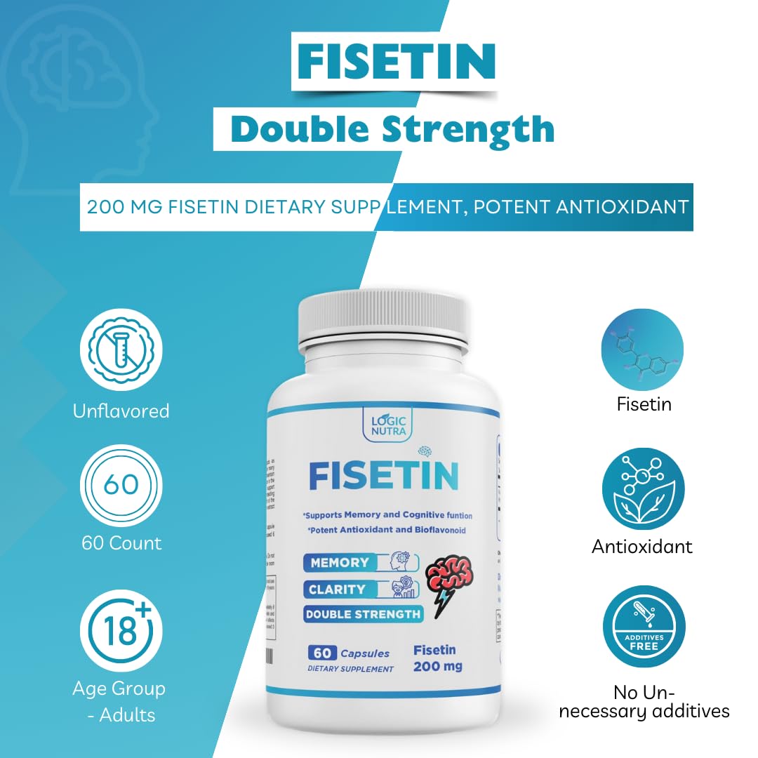 Logic Nutra Fisetin Double Strength 200 mg Capsules, 60 Count