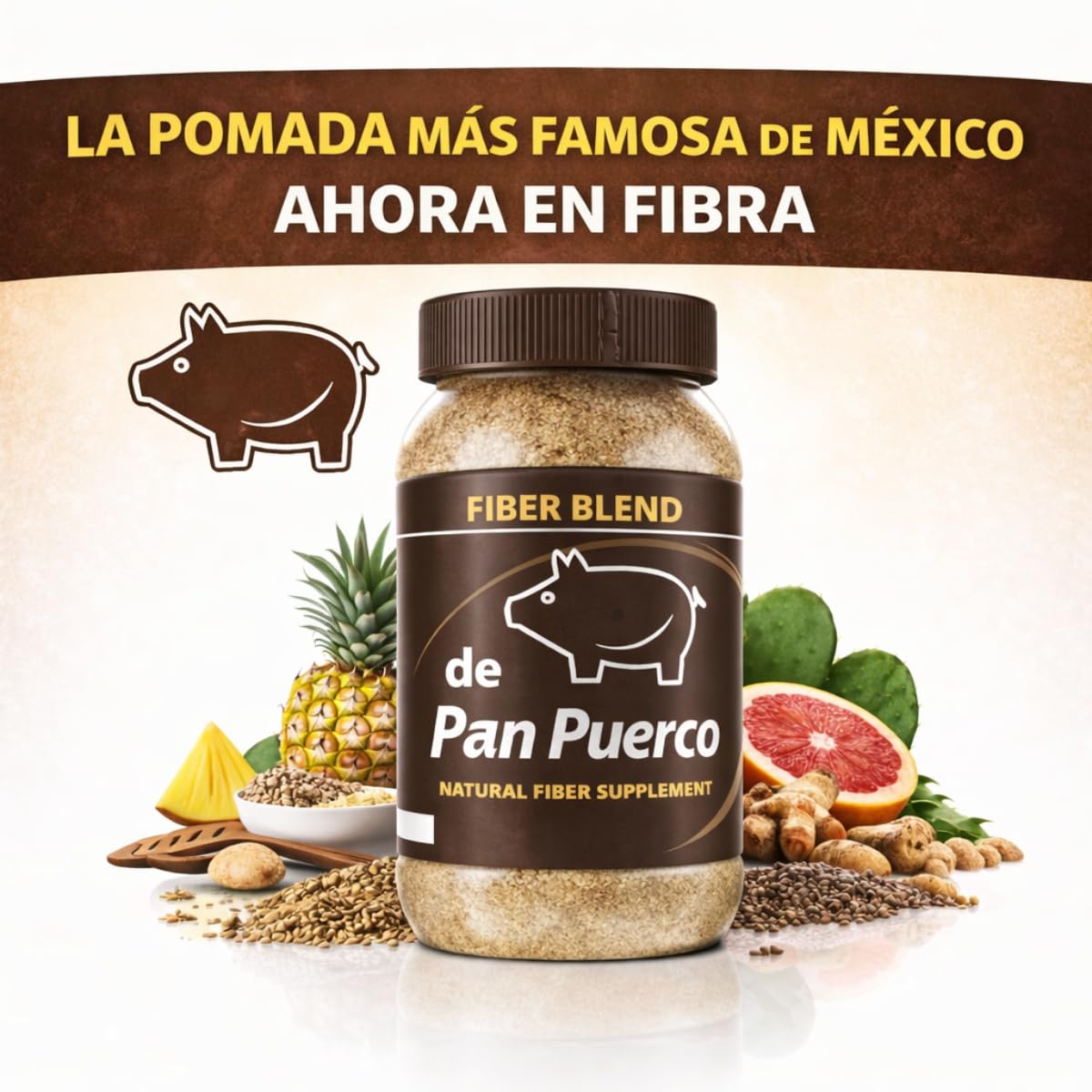 HERBALISTA Fibra de Pan Puerco Daily Fiber Powder, 10 oz