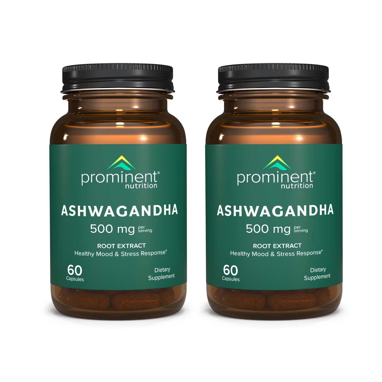 Prominent Nutrition Ashwagandha Root Extract 500 mg, Standardized to 2.5% Withanolides, Capsules, 120 Count