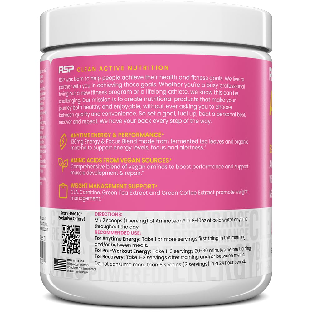 RSP NUTRITION AminoLean Pre Workout Powder, 30 Servings
