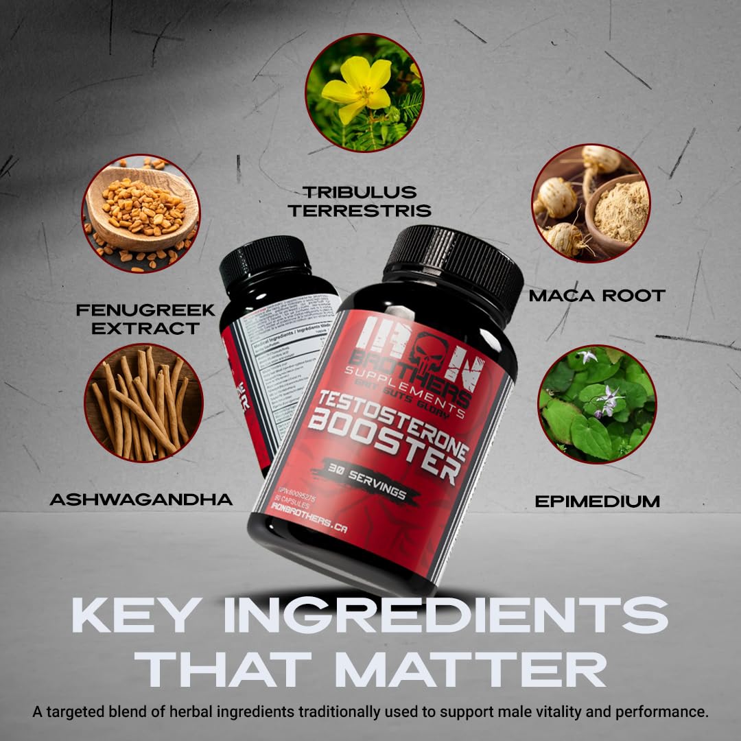 Iron Brothers Supplements Men’s Testosterone Support Capsules, 90 Count
