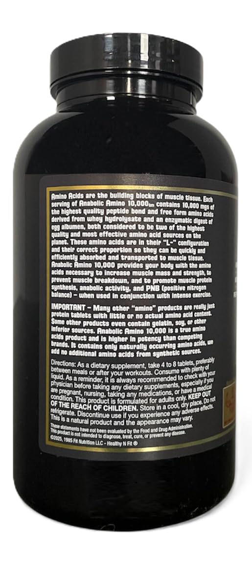 Healthy 'N Fit Amino 10,000 - Amino Acid, 180 Tablets - Hydrolyzed Egg & Whey Source - Fast Absorbing