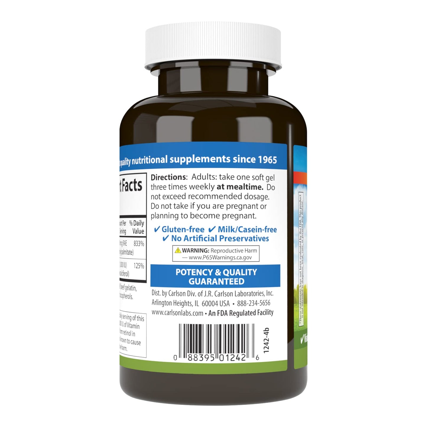 Carlson A & D Vitamin A Softgels 250