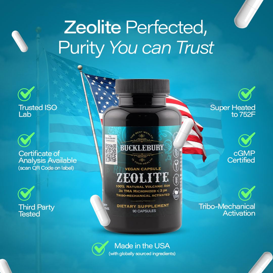 BUCKLEBURY Micronized Zeolite Capsules, Mineral Zeolite Detox for Adults, Supports Immune System, Metabolism & Digestive Health, Advanced Formula for Men & Women, 90 Vegan Capsules