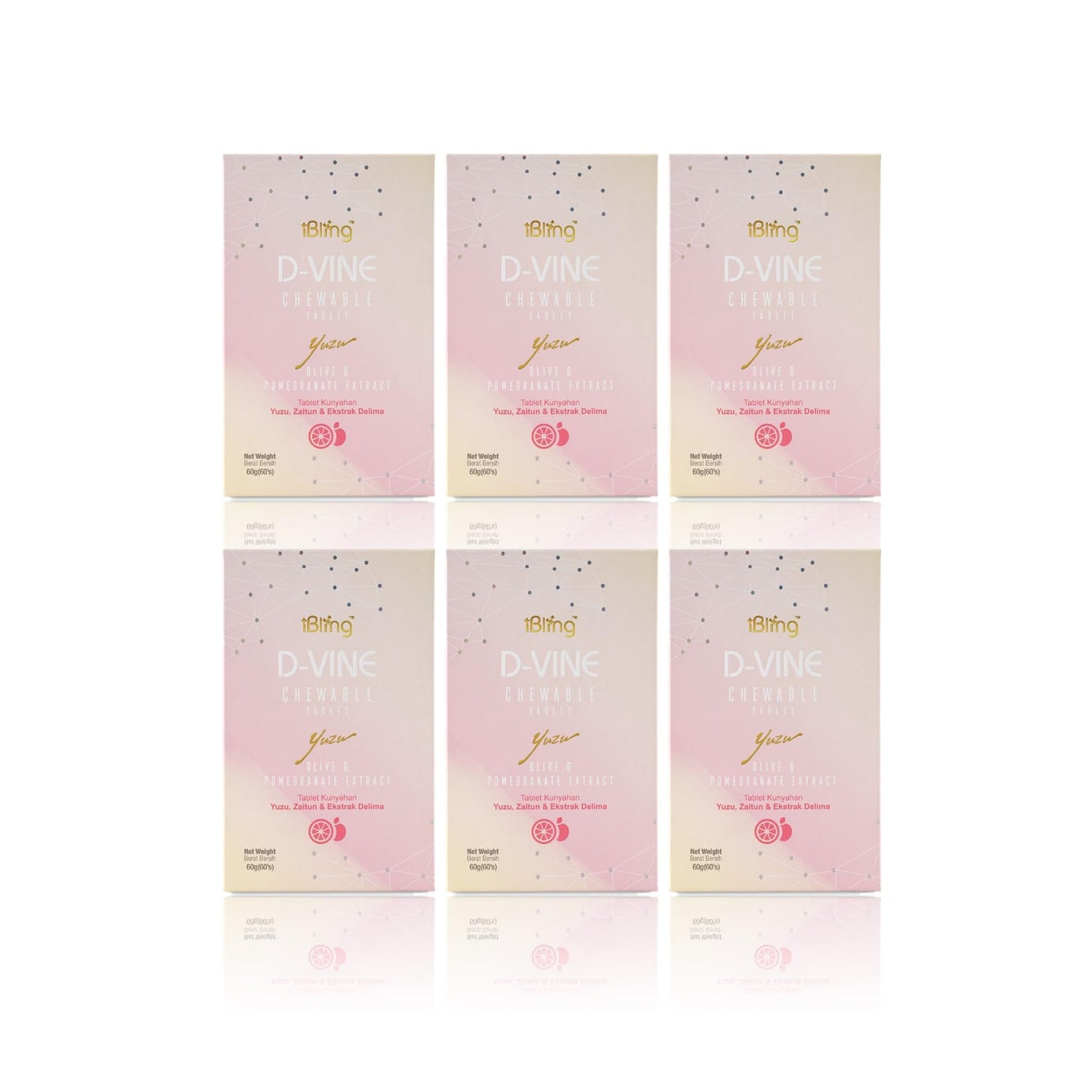 WELLOUS Ibling D-Vine Anti Aging Pomegranate Extract Chewable Collagen Tripeptides Glowing Skin, Firming, Anti-Aging 60 Tablets