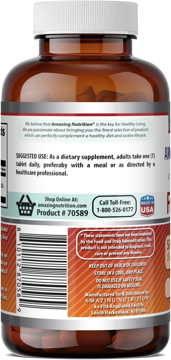 Amazing Nutrition Folic Acid 5000 Mcg per Serving Tablets, 360 Count