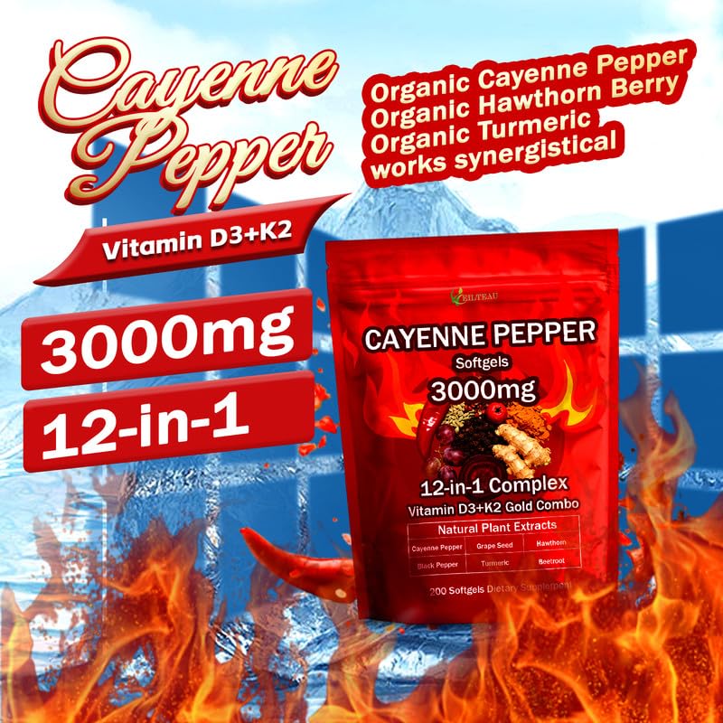 EILTEAU Aurivita Cayenne Pepper Softgels, 200 Count