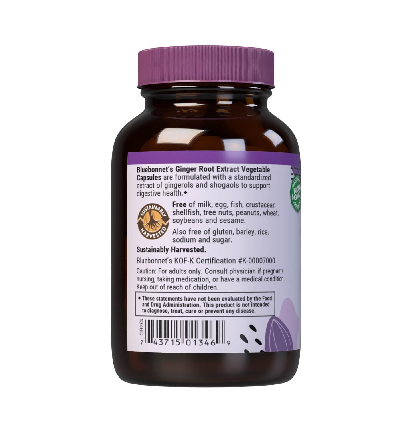 BlueBonnet Ginger Root Extract Supplement, 60 Capsules