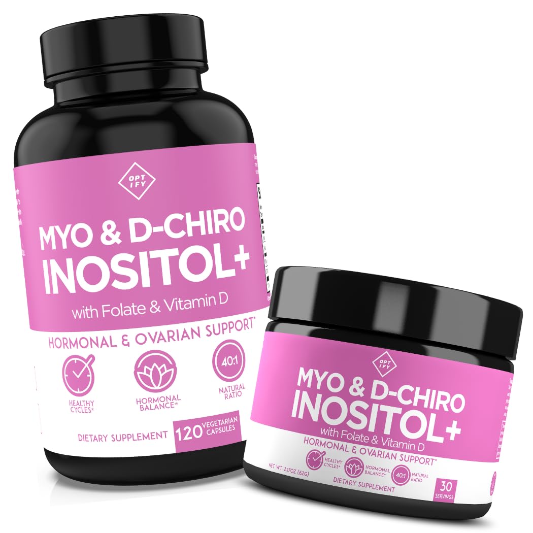 Optify Inositol Supplement Bundle Powder - Myo-Inositol & D-Chiro Inositol with Folate & Vitamin D, 1 Count