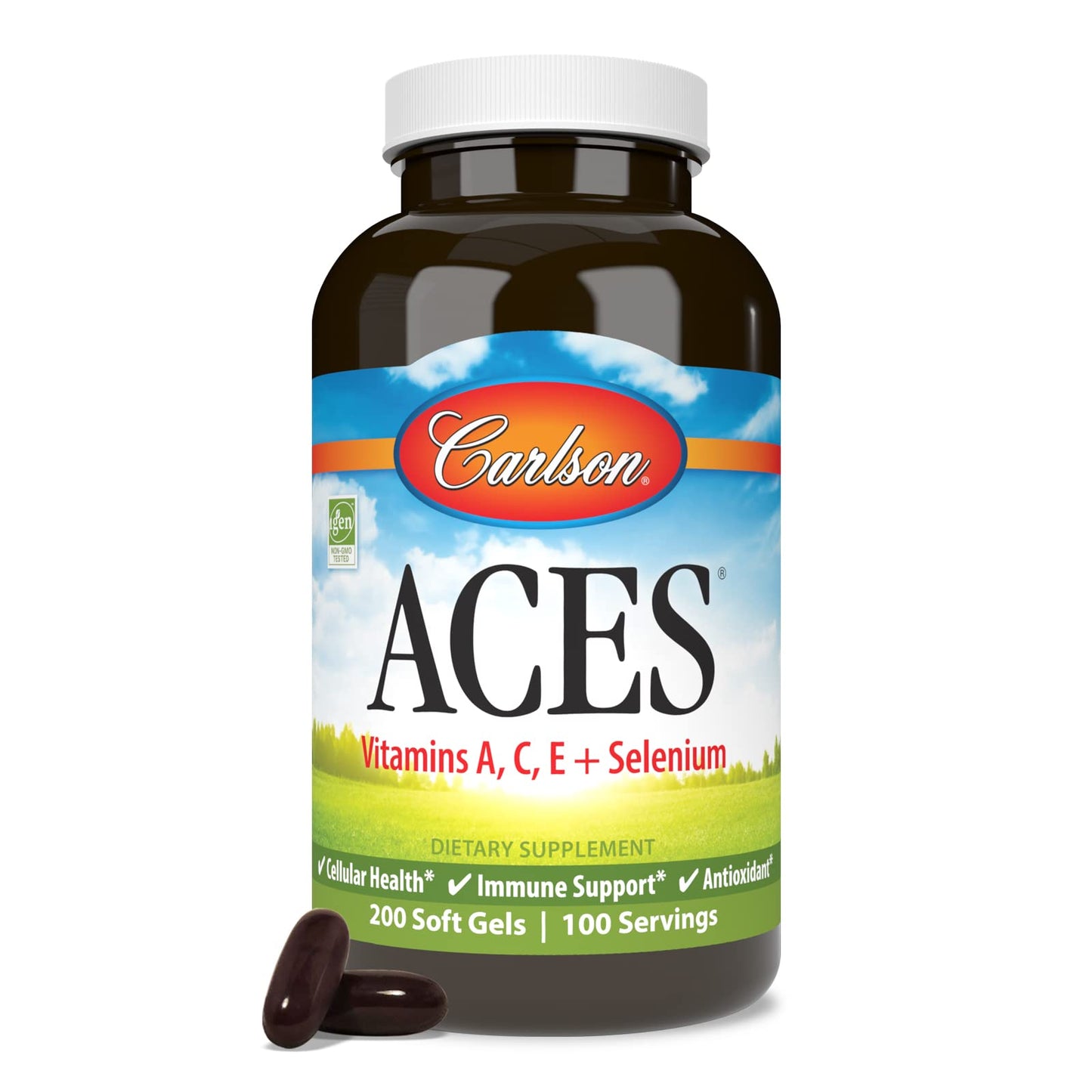 Carlson ACES Vitamins A, C, E + Selenium, Cellular Health & Immune Support, Antioxidant, Softgels, 200