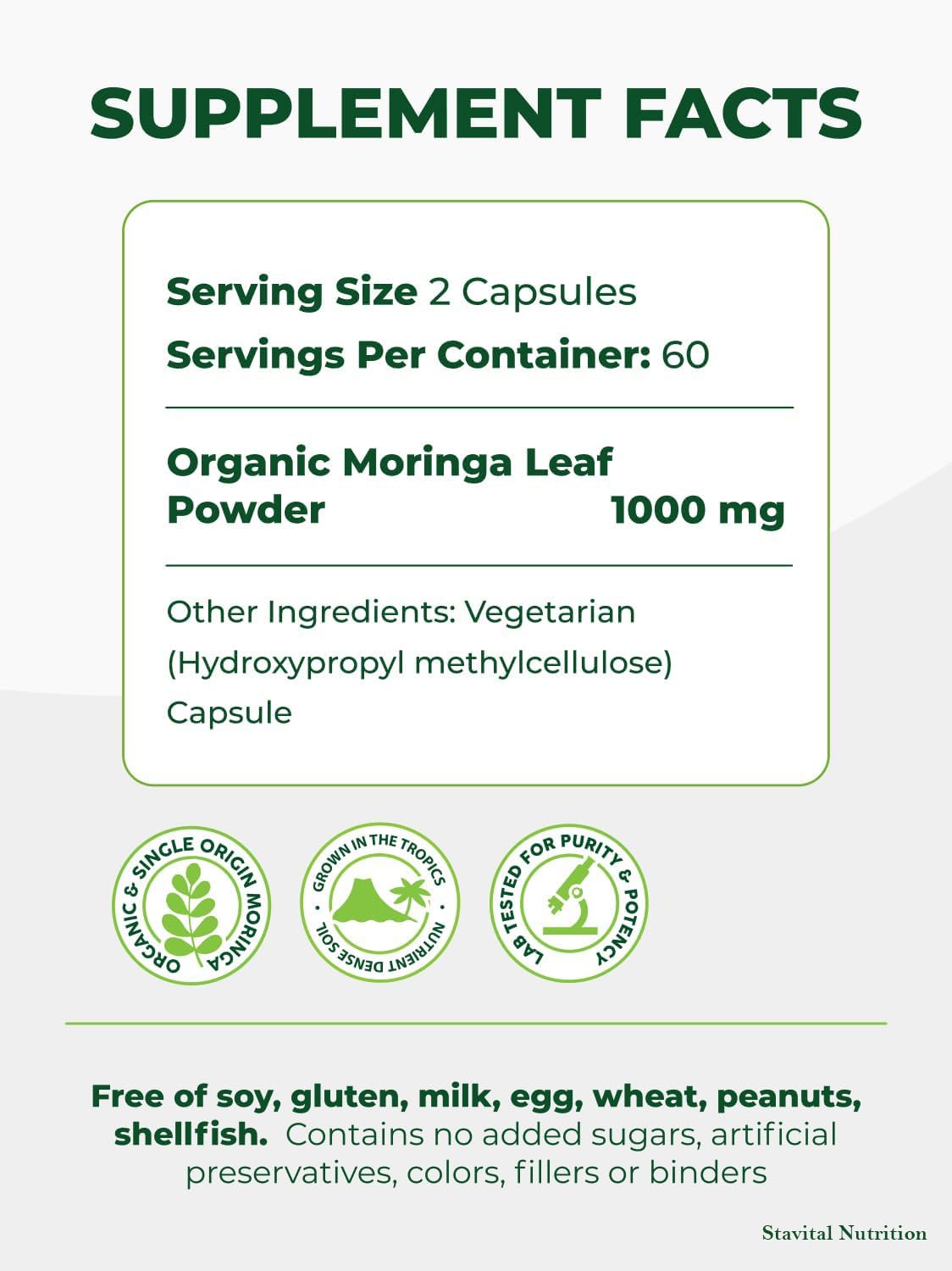 Stayvital Nutrition Moringa Capsules 60 Count