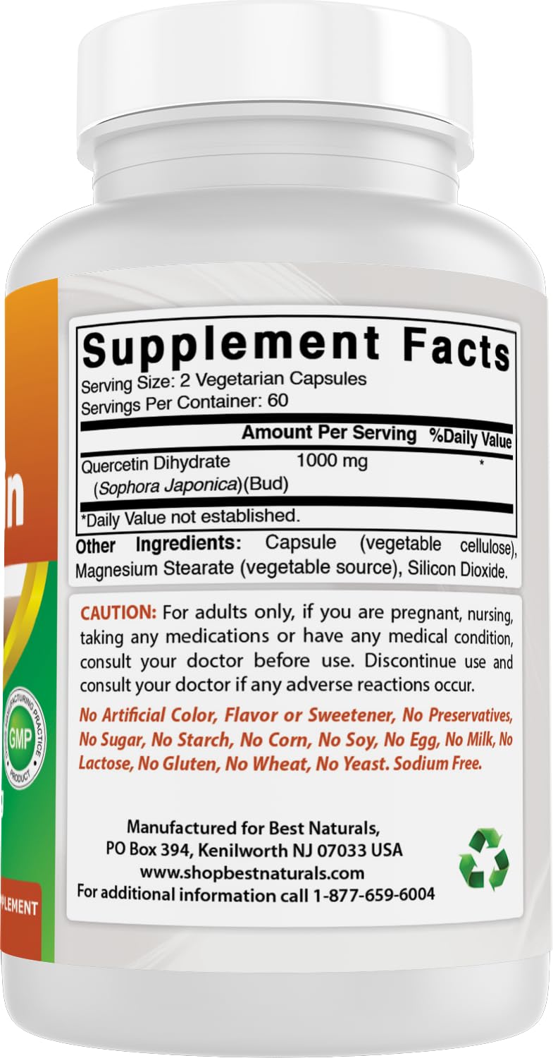 Best Naturals Quercetin 1000 mg Veggie Capsules, 120 Count