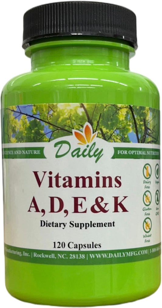 Daily Manufacturing Vitamins A, D, E & K, 120 Capsules