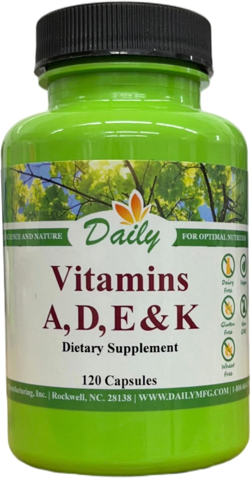 Daily Manufacturing Vitamins A, D, E & K Capsules, 120 Count