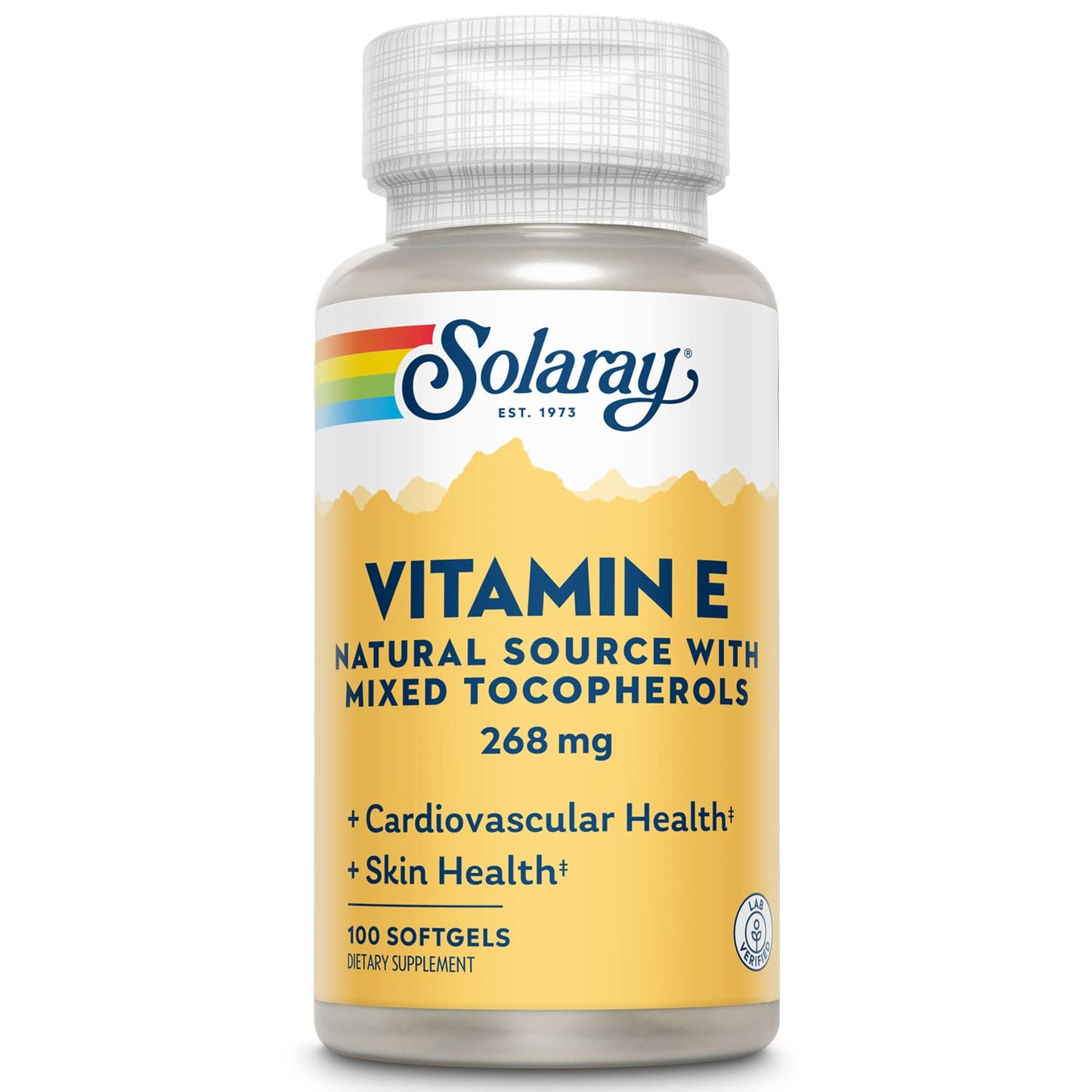 SOLARAY Vitamin E d-Alpha Tocopherol 268mg (400 IU) Softgels, 100 Count
