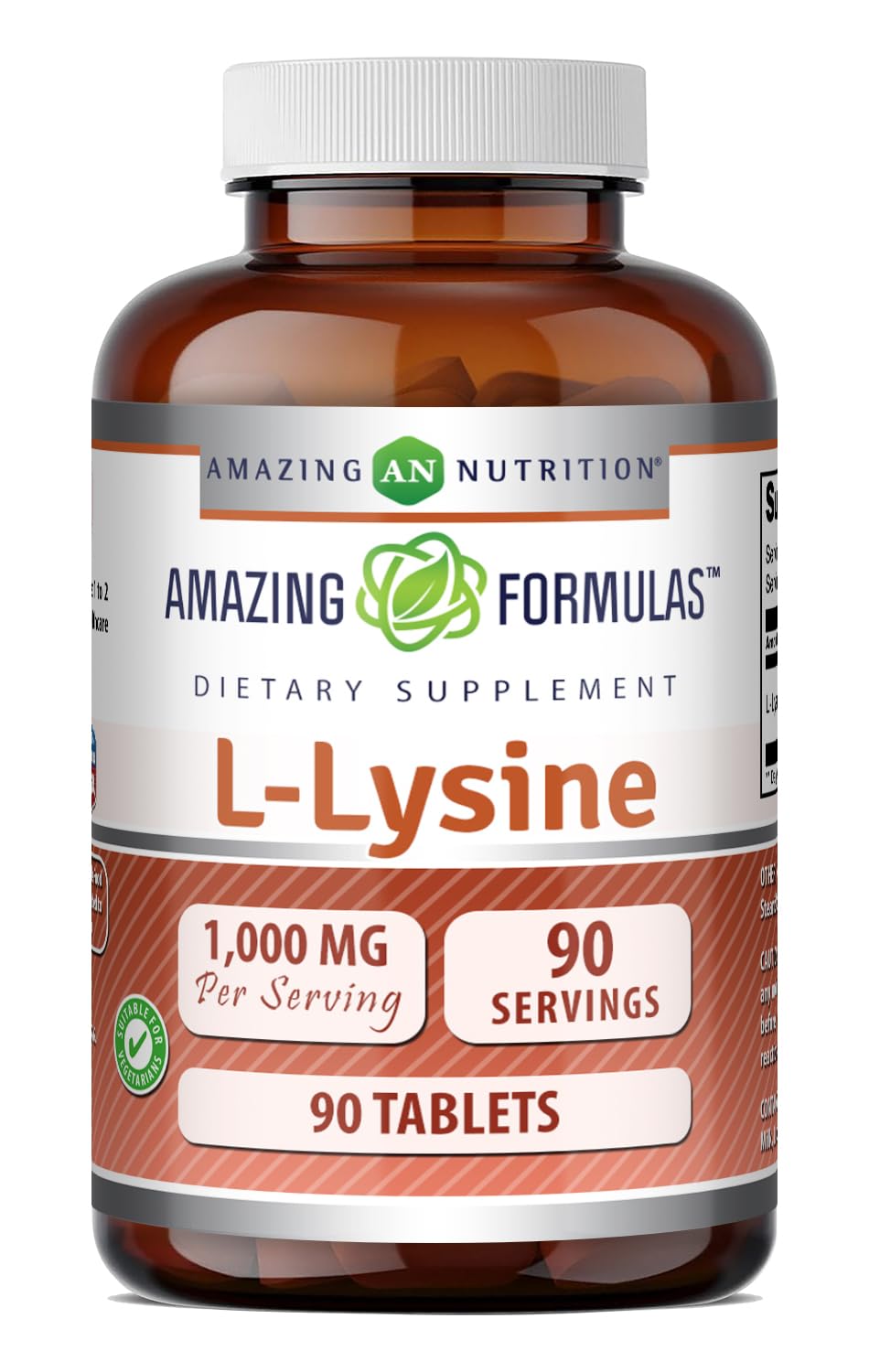 Amazing Nutrition L-Lysine 1000mg Amino Acid Tablets 90 Count