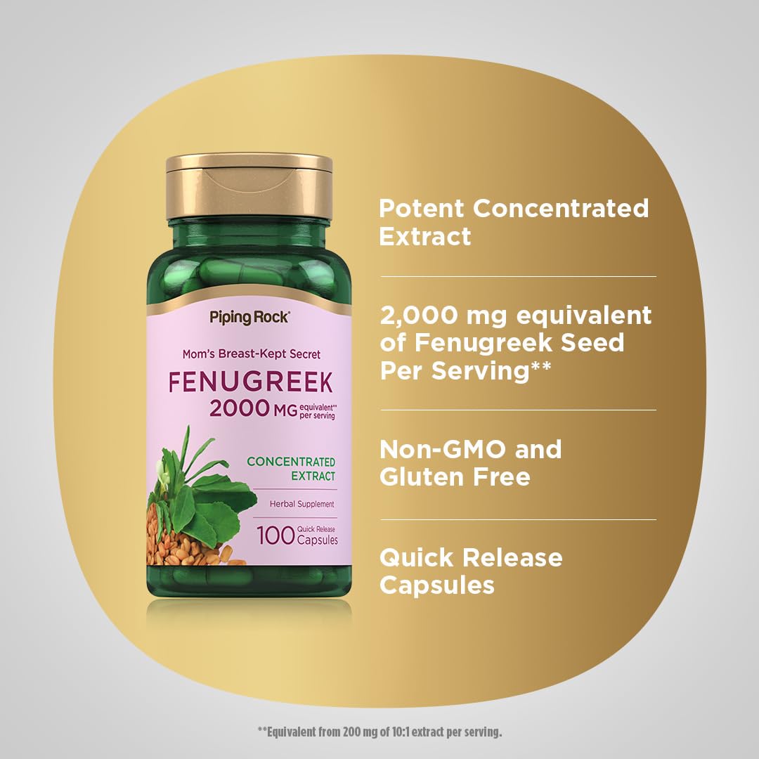 Piping Rock Fenugreek Capsules for Women, 100 Count