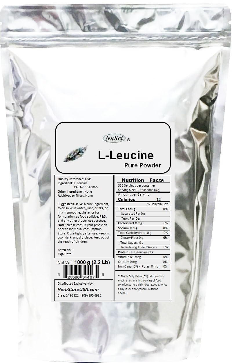 NuSci L-Leucine Pure Powder, 2.2 lb