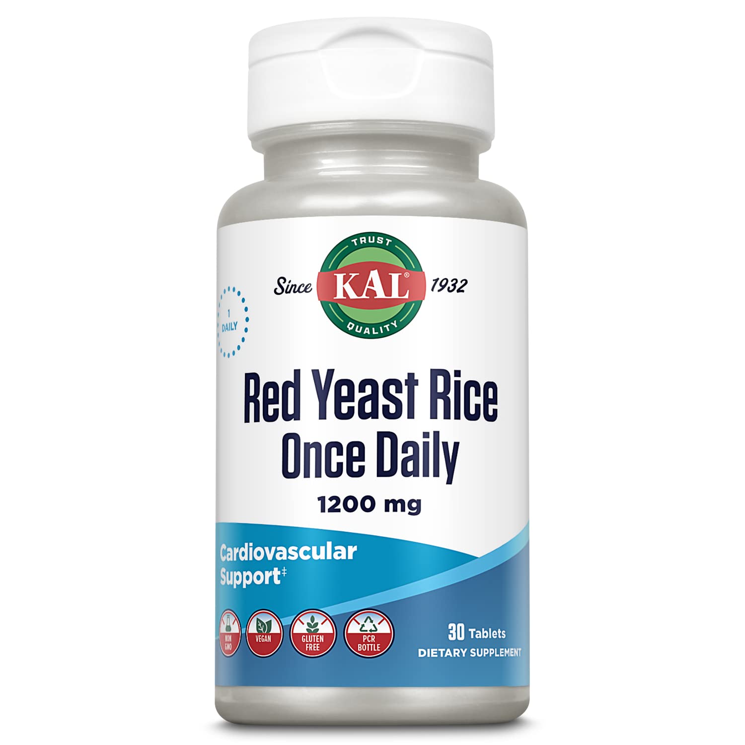 KAL Red Yeast Rice Once Daily 1200mg Tablets, 30 Tablets