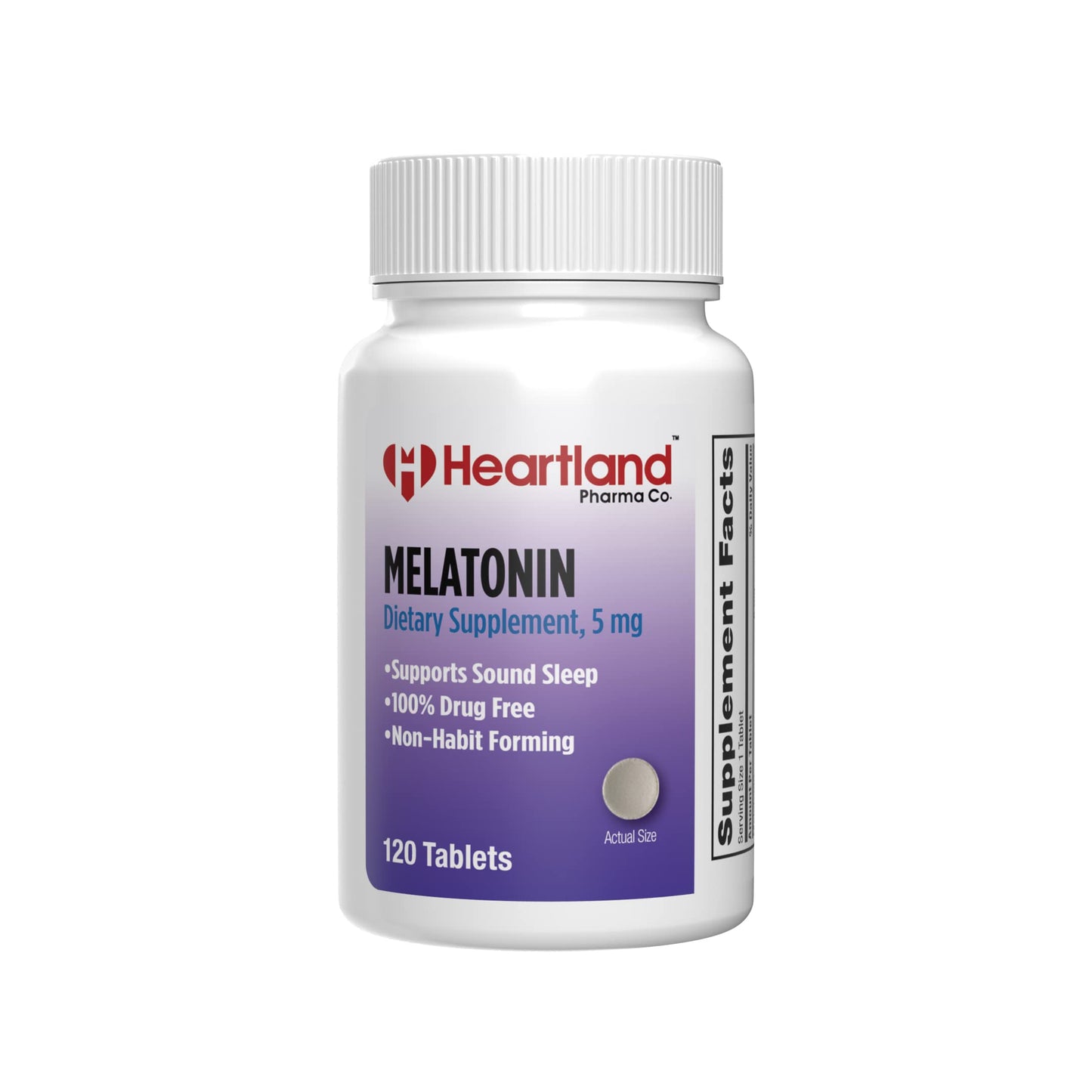 Heartland Pharma Melatonin 5mg Tablet, Sleep Support, USA Manufactured, 120 Tablets
