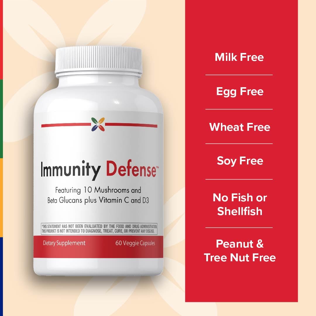 Stop Aging Now Immune Support with Vitamin C, Vitamin D3 and Mushroom Complex, 60 Capsules