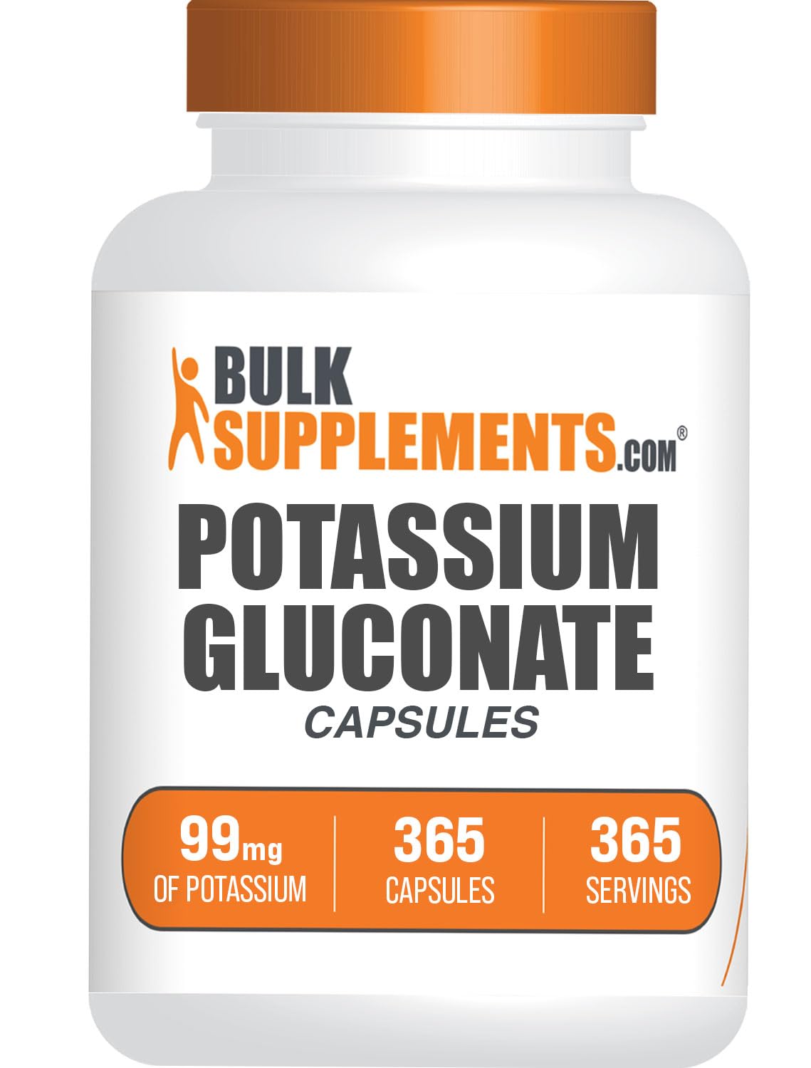 BulkSupplements Potassium Gluconate Capsules 365 Capsules