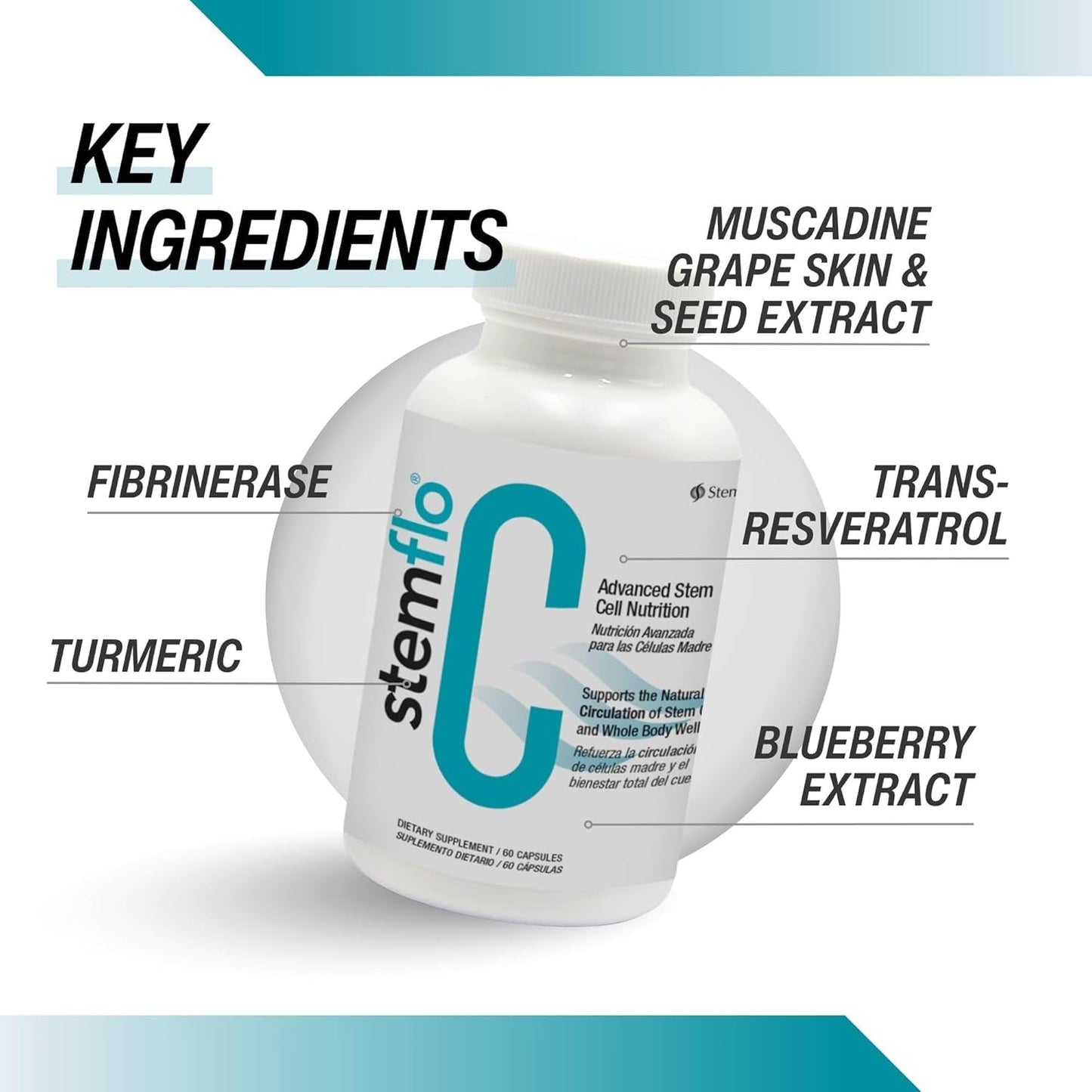 StemFlo Trans-Resveratrol, Curcumin, and Super Antioxidants for Health, Longevity, and Vitality Capsule 1 Count