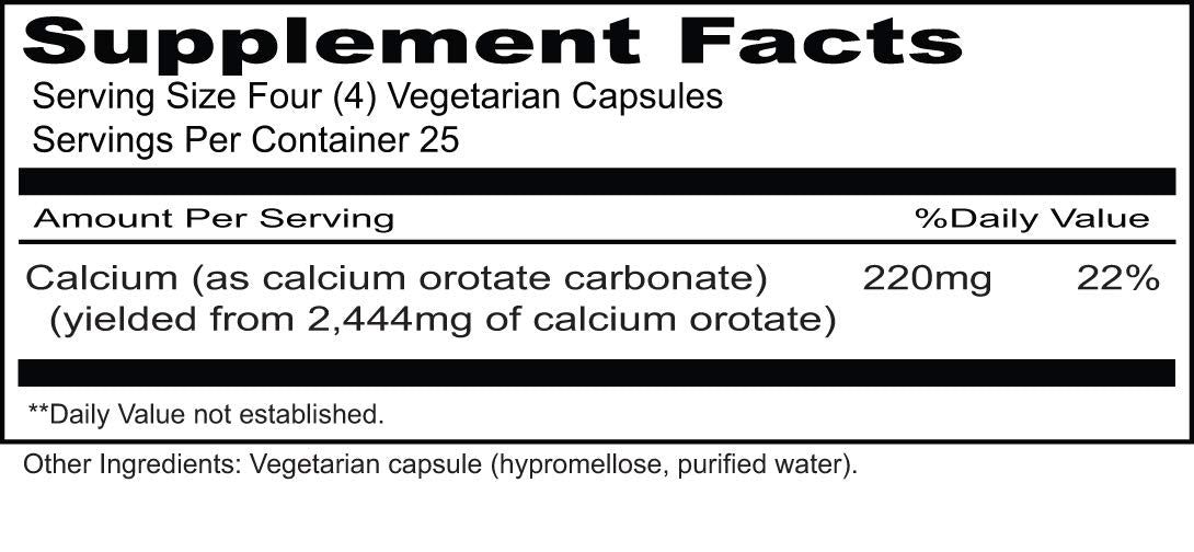 Priority One Calcium Orotate Vegetarian Capsules 100 Count