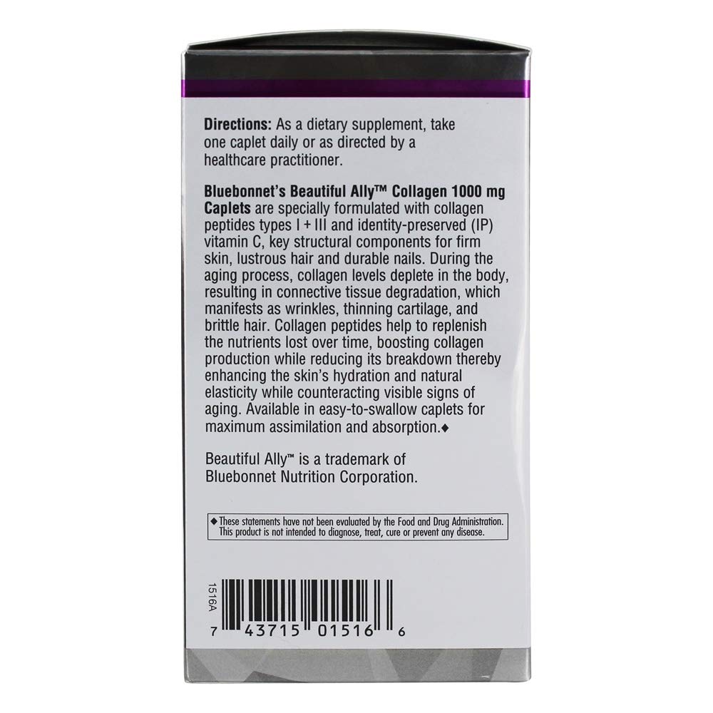 BlueBonnet Beautiful Ally® Collagen Type I + III 1,000 mg Tablet, 90 Count