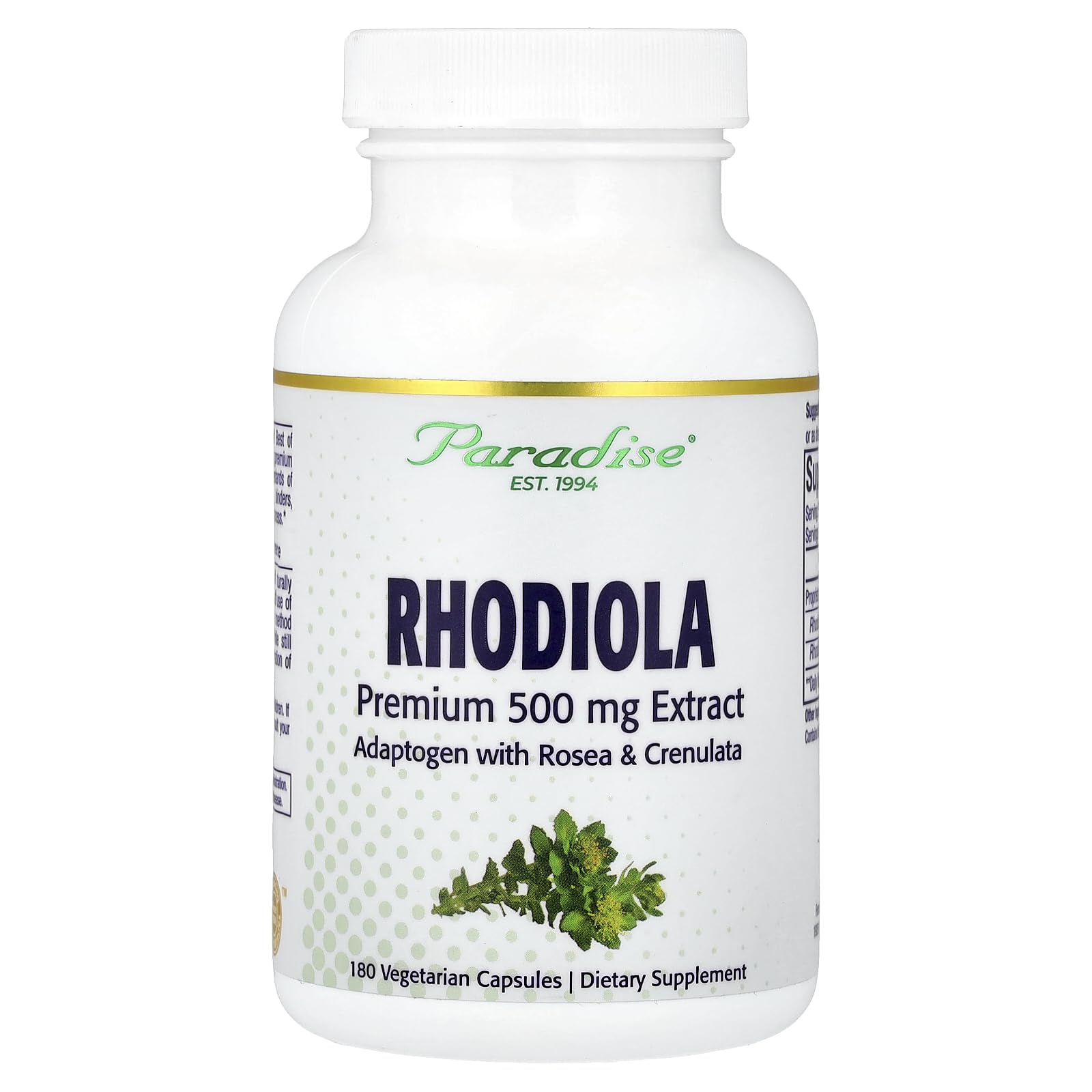 Paradise Herbs Rhodiola Vegetarian Capsules, 180
