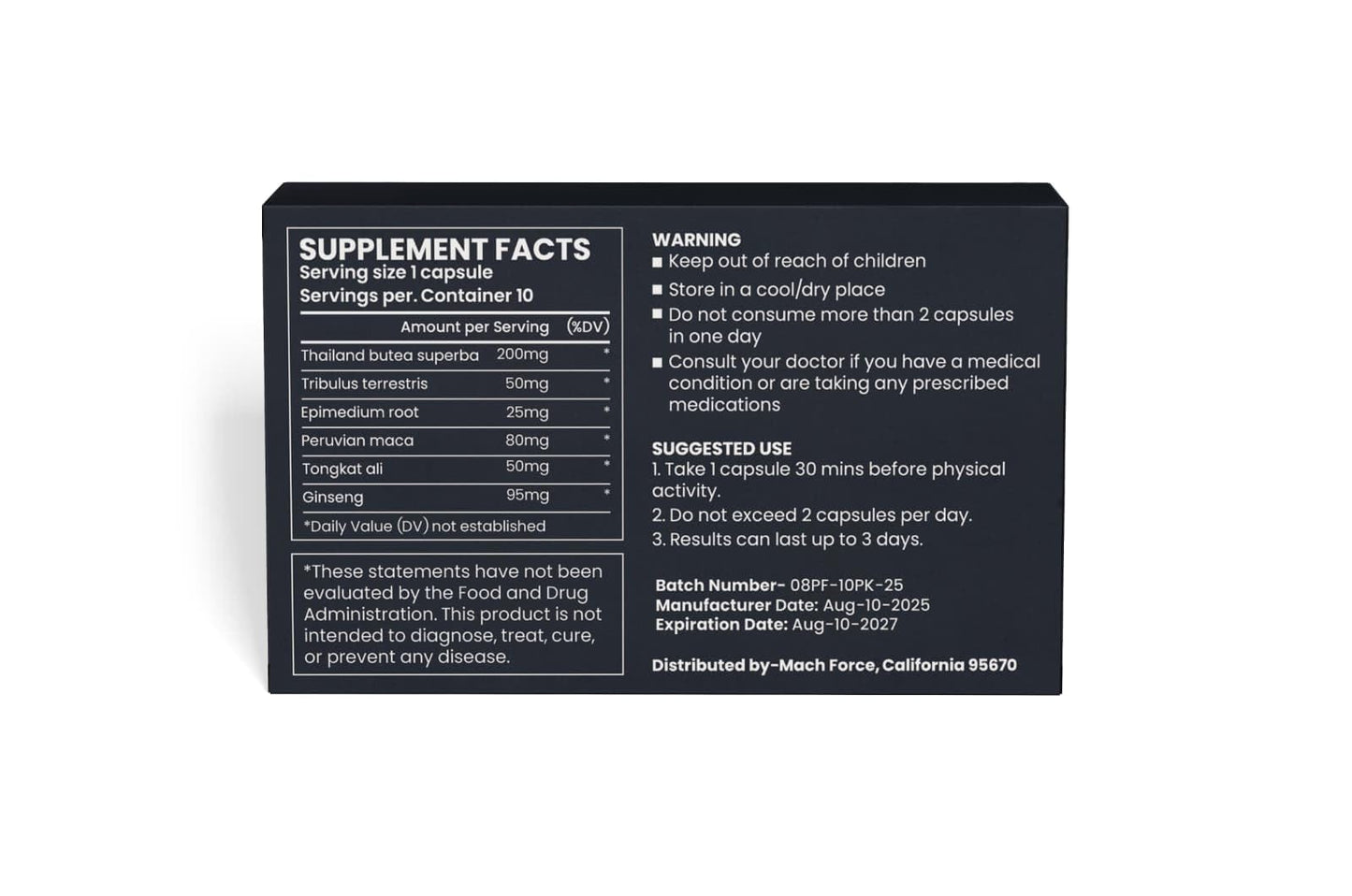 POWERHOUSE FACTORY Men’s Vitality & Energy Support Capsules, 10 Count