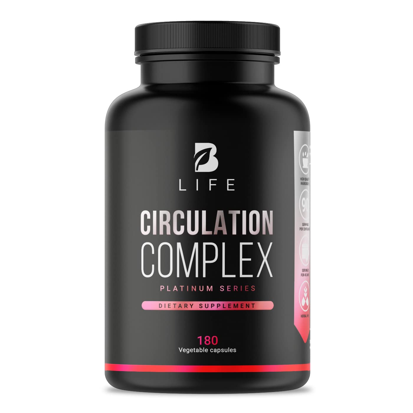 B Life Company Butcher’s Broom, Horse Chestnut, L-Arginine and Resveratrol Circulation Complex Capsules, 180 Count