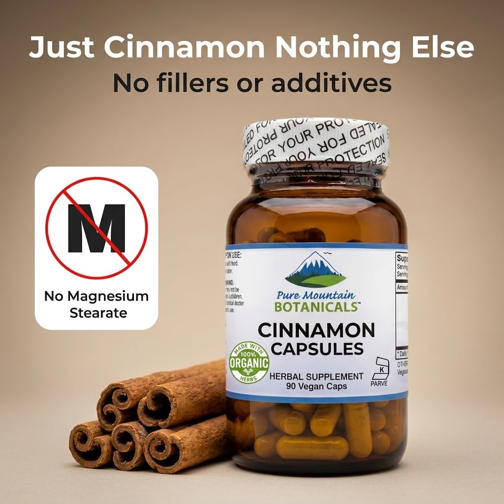 Pure Mountain Botanicals Cinnamon Capsules 1000mg Capsule 90 Count