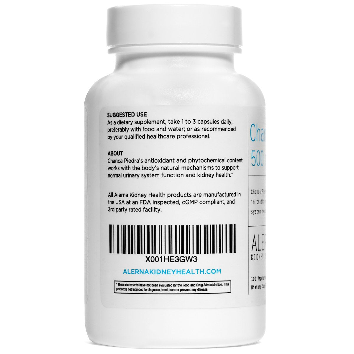 Alerna Kidney Health Chanca Piedra 500 mg Kidney Stone Crusher, Dissolver, Gallbladder Support Supplement Capsules, 100 Count
